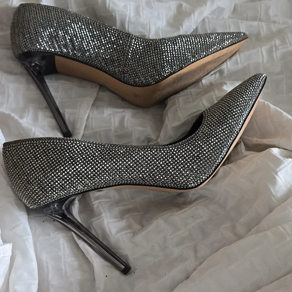 Mix No6 Danyah Elegant Glitter Silver Women's Heels Pumps Stiletto Heels Formal